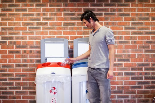 Recycling bins for various waste types in South West London