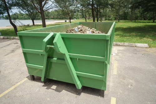 Recycling bins with sorted waste for environmentally friendly clearance